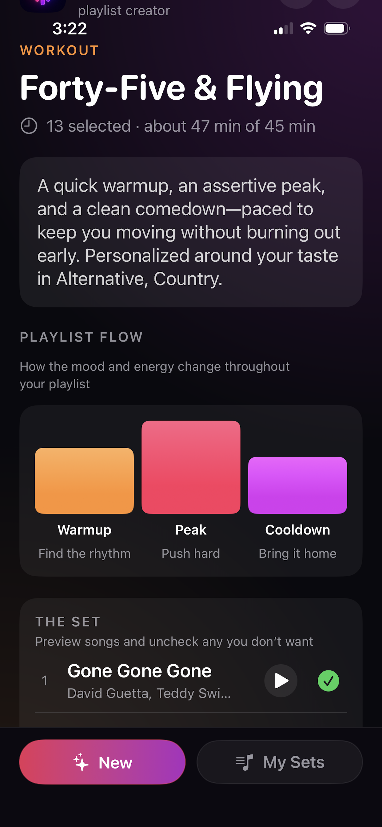 Generated workout playlist flow